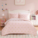 Queen Comforter Set with Sheets for Girls-7 Pieces Queen Bedding Sets with Pink Comforter, Sheets, Pillowcases & Shams for Kids (Pink Gold Bow, 90" X 90") by TinyTreasures Baby Boutique