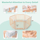 Foldable Wooden Playpen,Large Baby Gate Playpen with Child-Proof Lock-Easy Assembly, Portable Design for Babies & Toddlers- Shape& Size Adjustable Baby Fence Play Area(Wood, 6 Panel) by TinyTreasures Baby Boutique