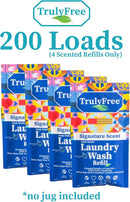 Natural Laundry Detergent for Sensitive Skin | Eco Friendly, Plant Based, Baby Clothes Safe | Clean & Easy Powder to Liquid, 4 Pack Refill Detergent, NO Jug | Signature Scent, 200 Loads by TinyTreasures Baby Boutique