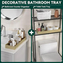 Bamboo Drawer Organizer - Extra Large Silverware & Utensil Organizer, 2 Pcs Toilet Toppers, Wooden Toilet Paper Basket (Gold, 17 X 6 X 2 Inch) by CozyNest Decor
