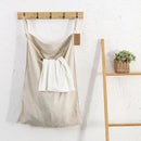 Linen Hanging Laundry Bag, 100% Linen Over The Door Laundry Hamper with Buttons and Zipper, Space Saving Door Hampers for Laundry Dirty Clothes Home Travel, Linen by CozyNest Decor