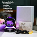 YWHL 3D Hippo Crystal Ball Figurine with LED Base Laser Hippopotamus Gifts for Women Men on Christmas Birthday Decorative Hippo Ball Glass Hippopotamus Globe Night Light for Home Decor (80mm) by GreenHaven Gardens