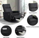 Swivel Rocker Recliner Chair, Upholstered Fabric Nursery Rocking Glider Chair with Adjustable Backrest and Footrest, Lay Flat Recliner Single Lazy Sofa for Living Room, Black by TinyTreasures Baby Boutique
