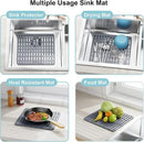 GSlife Expandable Dish Drying Rack - Stainless Steel Capacity Adjustable Over The Sink Rack (10.8''-17.9'') with Sink Mat, Dish Drainer for Kitchen Sink Counter with Utensil Holder, Silver by CozyNest Decor