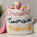 Personalized Baby Name Basket, Custom Woven Baby Shower Gift Basket with Cotton Rope Handle Baby Diaper Nursery Shelf Storage Basket Bin for Kids' Bedroom (Style 2) by TinyTreasures Baby Boutique