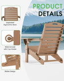 Adirondack Chairs Set of 2, Outdoor Fire Pit Chairs, HDPE All-Weather Adirondack Chairs with Cup Holder, Lawn Chair for Deck, Patio, Garden (Teak) by GreenHaven Gardens