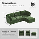 102.6" Modular Sectional Sofa, L Shaped Couch Set for Living Room, 3-Seater Comfy Cloud Couches with Movable Storage Ottoman,DIY Combination - Chenille Green by CozyNest Decor