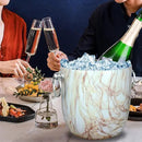 Ice Bucket with Lid, Scoop, Tongs and Strainer - Well Made Insulated Stainless Steel Keep Ice Frozen Longer - Ideal for Cocktail Bar, Parties, Chilling Wine, Champagne - 3 Liter (CarraraMarble) by CozyNest Decor
