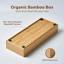 Umilife Bamboo Kitchen Drawer Organizer Boxes with Anti-Skid Silicone Feet, 2pcs Stackable Storage Bins for Kitchen Utensils & Silverware & Desk Drawer & Makeup, Tools Holder, 15”L x 6”W x 2.5”D Each by CozyNest Decor