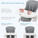 INFANS High Chair for Babies & Toddlers, Foldable Highchair with Multiple Adjustable Backrest Footrest Seat Height, Removable Tray, Detachable PU Leather Cushion, Built-in Rear Wheels (Light Grey) by TinyTreasures Baby Boutique