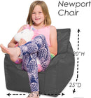 Posh Creations Structured Comfy Bean Bag Chair for Gaming, Reading, and Watching TV, Newport Chair, Microsuede - Charcoal Gray by TinyTreasures Baby Boutique