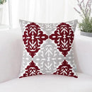 HWY 50 Burgundy Red Decorative Throw Pillow Covers 18x18 Inch (1 Piece), Embroidered Cotton Farmhouse Cushion Cover Pillow Case for Sofa Couch Living Room Bed Bedroon, Floral Geometric by CozyNest Decor
