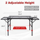 Folding Grill Table, 3x2 FT Portable Camping Table with 2 Wing Panels, Height Adjustable Metal Tables with Mesh Desktop and Mesh Bag, Outdoor Furniture for Camping, Picnic, Beach and BBQ, Black by GreenHaven Gardens