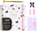 Votum August 2025 to January 2027 Large Back to School Academic Planner- Daily, Weekly & Monthly Organizer with Pens, Stickers, Sticky Notes, and a Sturdy Cover - Bows Pink by TinyTreasures Baby Boutique