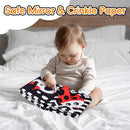 Cawgug Black and White High Contrast Baby Toys for Newborn Brain Development Tummy Time Soft Book Babies 0-3 6-12 Months Montessori Learning Activities Infant and Sensory Visual Stimulation Toys by TinyTreasures Baby Boutique