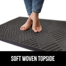 GORILLA GRIP 100% Waterproof All-Season WeatherMax Doormat US Designed Natural Rubber, Stain and Fade Resistant, Low Profile Indoor Outdoor Door Mats, Easy Clean Patio Mat, 17x29, Gray Diamond by CozyNest Decor