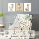 Personalized Baby Crib Bedding Set, 5-Piece Cute Dinosaur Baby Crib Sets with Custom Name, Toddler Double Layer Blanket Fitted Sheets Changing Pad Cover Rug Wall Art Set, Charming Nursery Decor by TinyTreasures Baby Boutique