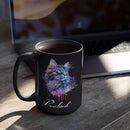 Customized Cat Ceramic Mug, Gift For Cat Pet Owner, Personalized Cat Lover Coffee Cup, Colorful Cat Design Mug For Birthday, Custom Name Cat Animal Black Cup, Unique Cat Mug 11oz 15oz by CozyNest Decor