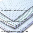 Ely's & Co. Kid's Waterproof Pack n Play Portable Mini Crib Sheet with Mattress Pad Cover Protection, White and Grey Chevron and Polka Dots (2 Pack) by TinyTreasures Baby Boutique
