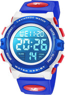 Kids Watch,Boys Watch for 3-15 Year Old Boys,Digital Sport Outdoor Multifunctional Chronograph LED 50 M Waterproof Alarm Calendar Analog Watch for Children with Silicone Band,Kids Gift by TinyTreasures Baby Boutique