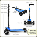Besrey Kick Scooter for Kids Ages 3-10, 3-Wheel Folding Scooter with Adjustable Height, LED Light Wheels, Extra Wide Deck for Outdoor Activities by TinyTreasures Baby Boutique