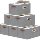 Yawinhe Fabric Storage Baskets, Foldable Closet Organizer for Shelves, Large Boxes with 3 Handles, Canvas Bins for Clothes, Grey, 12.99''Lx9.05''Wx7.87''H, 6-Pack by TinyTreasures Baby Boutique