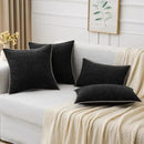 MIULEE Pack of 2 Couch Throw Pillow Covers 12x20 Inch Black Farmhouse Decorative Pillow Covers with Stitched Edge Soft Chenille Solid Dyed Spring Pillow Covers for Sofa Bed Living Room by CozyNest Decor