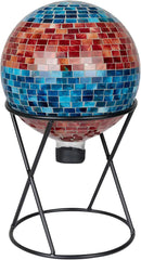 Alpine Corporation HGY292 Striped Mosaic Gazing Globe, Stylish Décor for Garden, Patio, & Lawn, 12" H, Orange and Turquoise by GreenHaven Gardens