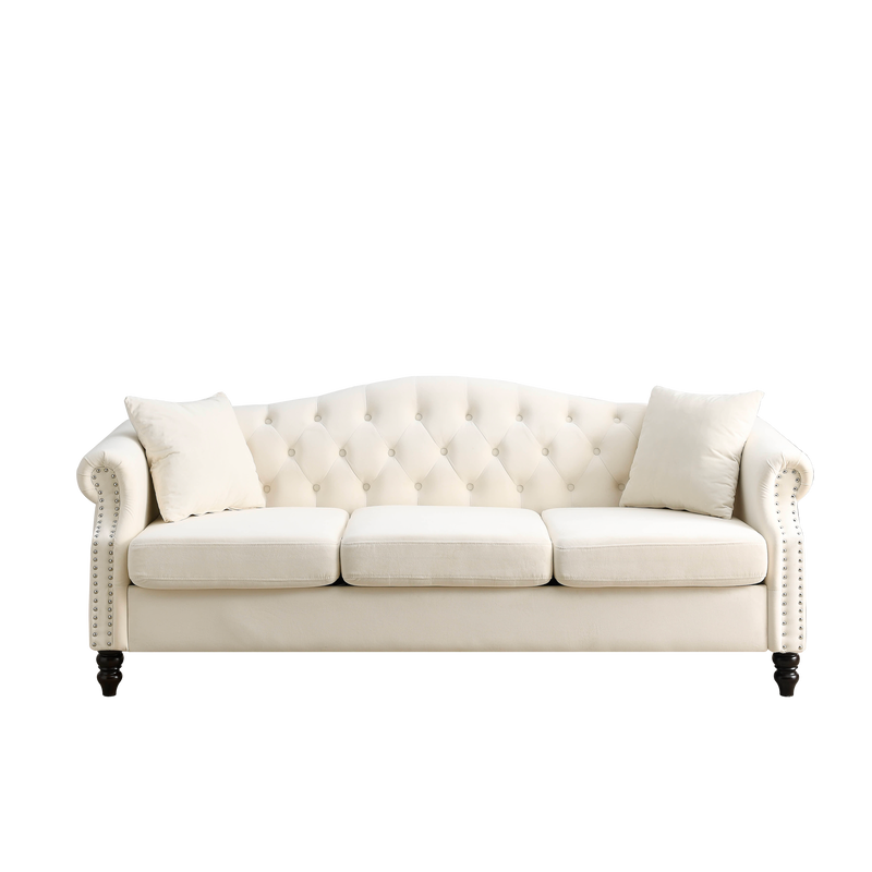 3-seater + 3-seater Combination sofa.Beige Velvet W834S00065