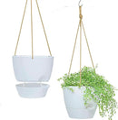 10 Inch Self Watering Hanging Pots, 2 Pack Hanging Planters with 40oZ Deep Reservior for Indoor Outdoor Plants Flowers, White by CozyNest Decor