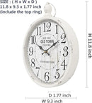 Menterry Retro Round Wall Clock. White Vintage Antique Style. Battery Operated Silent Wall Clocks for Farmhouse,Bathroom,Kitchen,Bedroom,Office, (11.8" H x 9.3" W) by CozyNest Decor