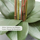 Faux White Orchid Plant, Premium Artificial Indoor Flower Display Stands 25-Inches with Beautiful Sculptural Blooms and Foliage That Lasts Forever, Grey Planter Pot Included by CozyNest Decor