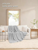 YnM Chunky Cotton Knit Throw Blanket, Cable Knit Throws for Bed Couch Sofa, Comfy & Relaxing, Decorative Piece for Farmhouse Modern Boho Rustic Scandinavian Chic Vibe, Quarry Grey 60x80 Inches by CozyNest Decor
