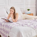 EMME Checkered Cotton Blanket Queen Size for Bed Soft Large Muslin Bed Blankets 80"x90" Lightweight Breathable Cooling All Season, Lavender by CozyNest Decor