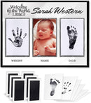 Baby Hand and Footprint Kit with Photo & Birth Details, Inkless Hand and Footprint Kit, Newborn Keepsake Plaque, Baby Shower Gifts (STYLE 1 (Fully Personalized) (Welcome To The World) (Neutral)) by TinyTreasures Baby Boutique
