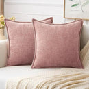 MIULEE Pack of 2 Couch Throw Pillow Covers 20x20 Inch Blush Pink Farmhouse Decorative Pillow Covers with Stitched Edge Soft Chenille Solid Dyed Spring Pillow Covers for Sofa Bed Living Room by CozyNest Decor