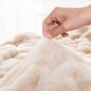 BATTILO HOME Ruched Luxurious Soft Beige Faux Fur Throw Blanket Fuzzy Plush Elegant with Reversible Mink Blanket for Sofa,Chair, Couch, Living Room, Home Decorative Blanket Tie dye (Beige, 50"x60") by CozyNest Decor