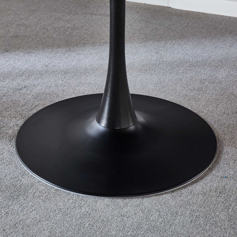42.1" Black Tulip Table Mid-century Dining Table for 4-6 people With Round Mdf Table Top, Pedestal Dining Table, End Table Leisure Coffee Table