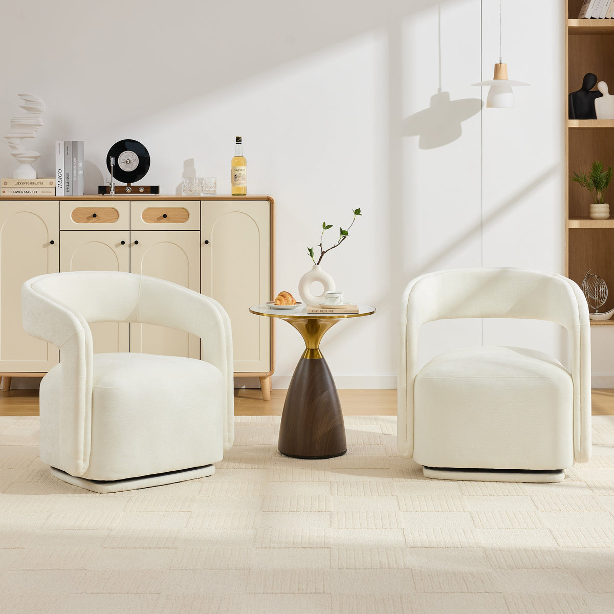 Chenille Fabric Swivel Accent Armchair, photo 8 of 9