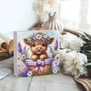 Highland Cow Hyacinth Flowers Decor, Highland Cow Bathroom Decor, Highland Cow Baby Decor, Highland Cow Nursery Decor, Wooden Box Decor Sign for Home Farmhouse Office Living Room Table Shelf Tiered by CozyNest Decor