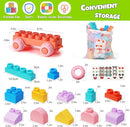 45 Pcs Soft Building Blocks for Toddlers 18M+, BPA - Free Sensory Toys, Montessori STEM DIY Construction Bricks, Safe Teething & Early Learning Toys, Creative Building Set for Baby Kids by TinyTreasures Baby Boutique