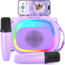 SUDOTACK Mini Karaoke Machine for Kids, Portable Bluetooth Karaoke Speaker with 2 Wilreless Microphones with LED Lights, Birthday Kids Toys Gifts for Girls 4, 5, 6, 7, 8, 9, 10 +Year Old-Purple(KM100) by TinyTreasures Baby Boutique