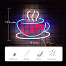 Cafe Neon Sign for Coffee Bar Pub Decor,Blue Wall Art Decoration For Restaurant Living room,Led Light of Cafe,USB Power Supply With Metal Chain. by GreenHaven Gardens