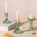 12PCS Green Candlestick Holders Set- 4" H Taper Candle Holders, Glass Candle Holders Bulk for Wedding, Party, Home Table Centerpieces, Festival Gifts & Windowsill Decor by CozyNest Decor