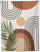 Abstract Bohemian Mid Century Tapestry, Tropical Leaves Modern Geometric Archway Minimalist Bohemian Botanical Aesthetic Wall Hanging, Sage Green Gold Home Decor Art for Bedroom 50x60 Inch by CozyNest Decor