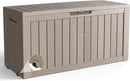 80 Gallon Outdoor Storage Box with Wheels, Waterproof Lockable Resin Deck Box Patio Storage Bin for Pool Accessories Cushion Furniture, Garden Tools, UV-Resistant Outside Delivery Grey by CozyNest Decor