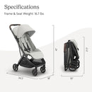 UPPAbaby Minu V3 Travel Stroller | Lightweight + Compact Design | One-Hand Fold + Unfold | from Birth + Overhead Compatible | Savannah (Pearl Gray Mélange/Carbon Frame/Chestnut Leather) by TinyTreasures Baby Boutique