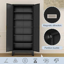 Black Metal Storage Cabinet,75" Steel Cabinets for Home Office, Kitchen Pantry Storage Cabinet with Doors and 5 Adjustable Shelves, Tool Cabinets, for Office, Home, Garage, School by CozyNest Decor