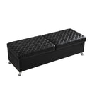 56.7" Bed Bench with Storage Black Leather