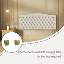 Linen Upholstered Headboard Queen/Full Size Bed Tufted Button Headboard, Featuring High-Density Sponge Padding, Luxury Texture Easy Assembly Comfort and Style-Ivory by CozyNest Decor